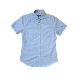Express Dress Shirt Mens S Light Blue Soft Wash Short Sleeve